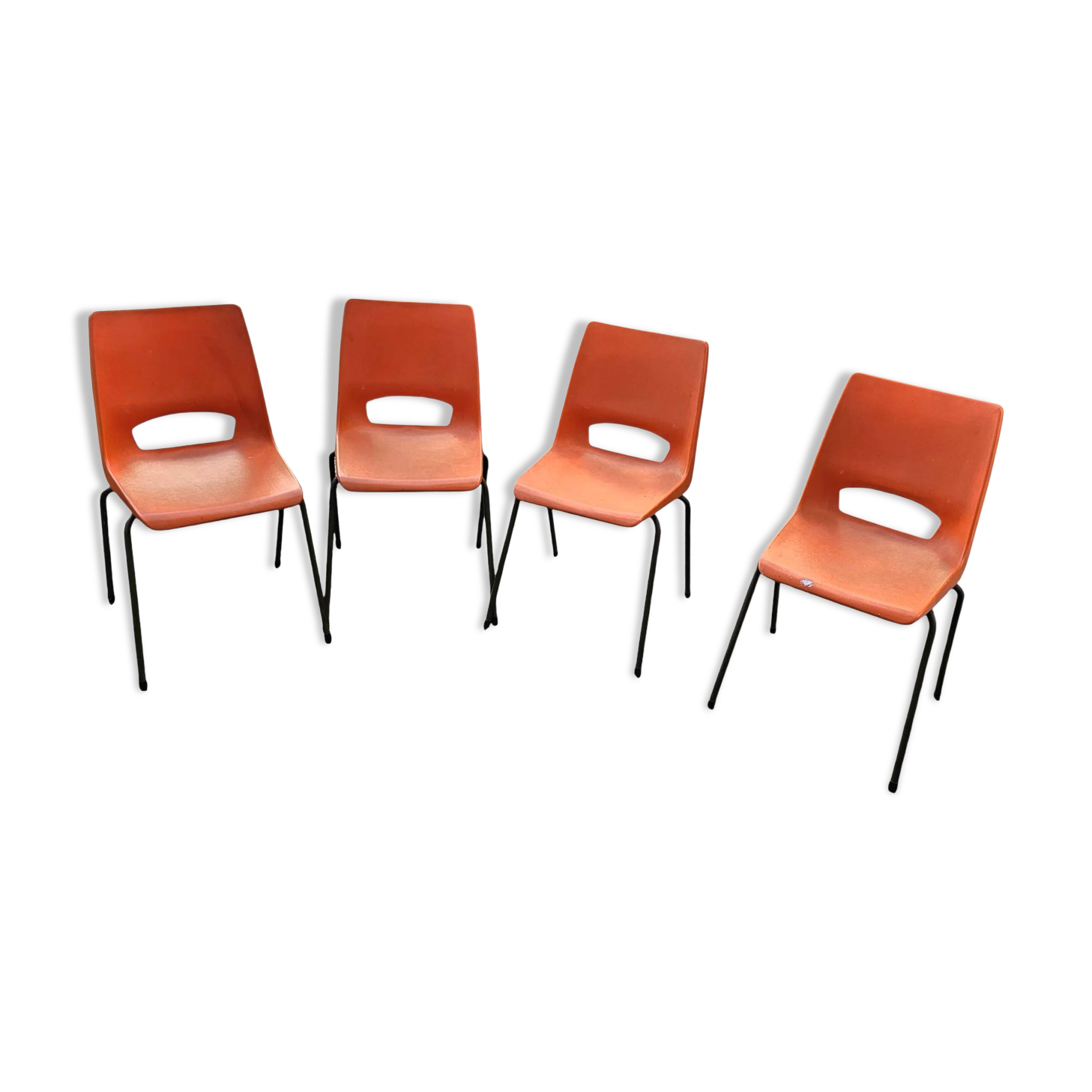 4 x Philippus Potter stacking chairs for Ahrend / Moulded seat / 1970s