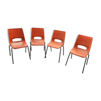 4 x Philippus Potter stacking chairs for Ahrend / Moulded seat / 1970s