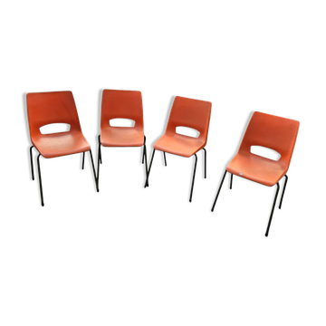 4 x Philippus Potter stacking chairs for Ahrend / Moulded seat / 1970s