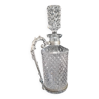Silver-mounted crystal decanter
