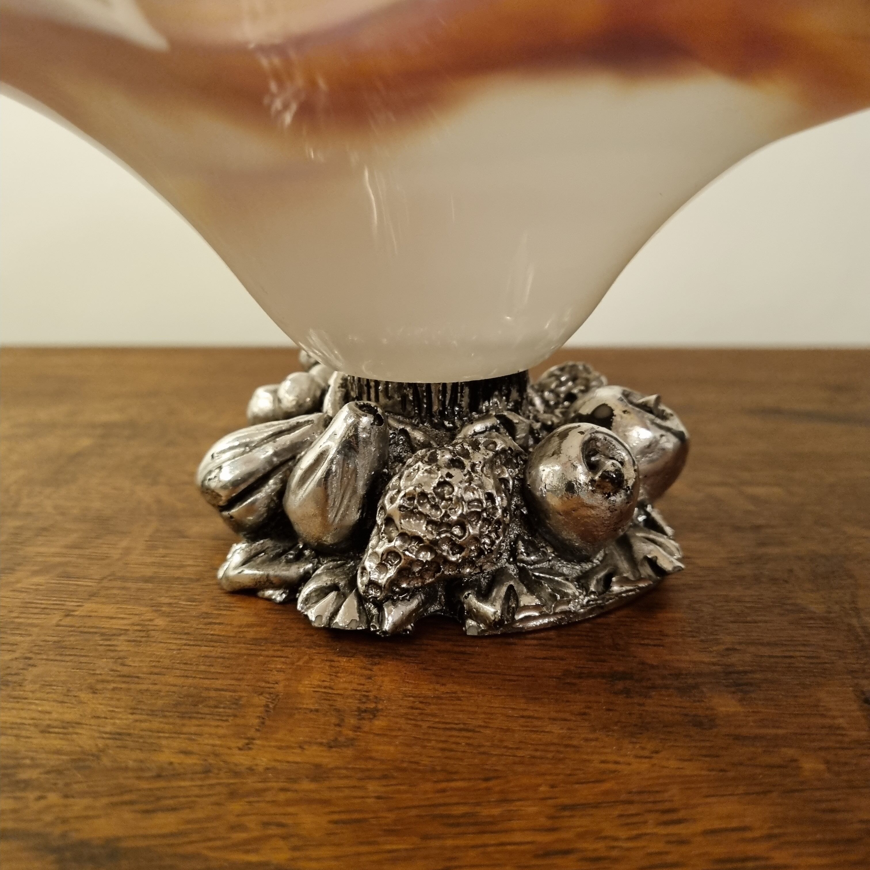 Fruit cup in Murano blown glass silver foot