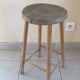 Vintage stool in patinated natural wood