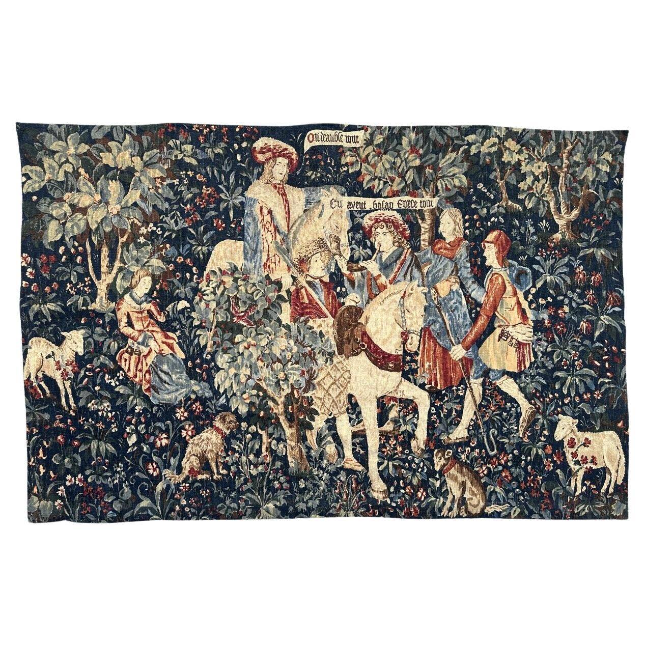 Vintage tapestry hand-screen printed in France