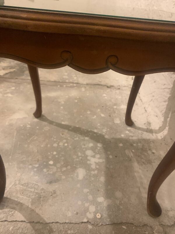 Table d'appoint en bois et osier, années 1940