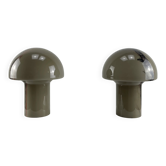 Pair of LIDO mushroom table lamps in brown glass by Peill and Putzler, 1970.