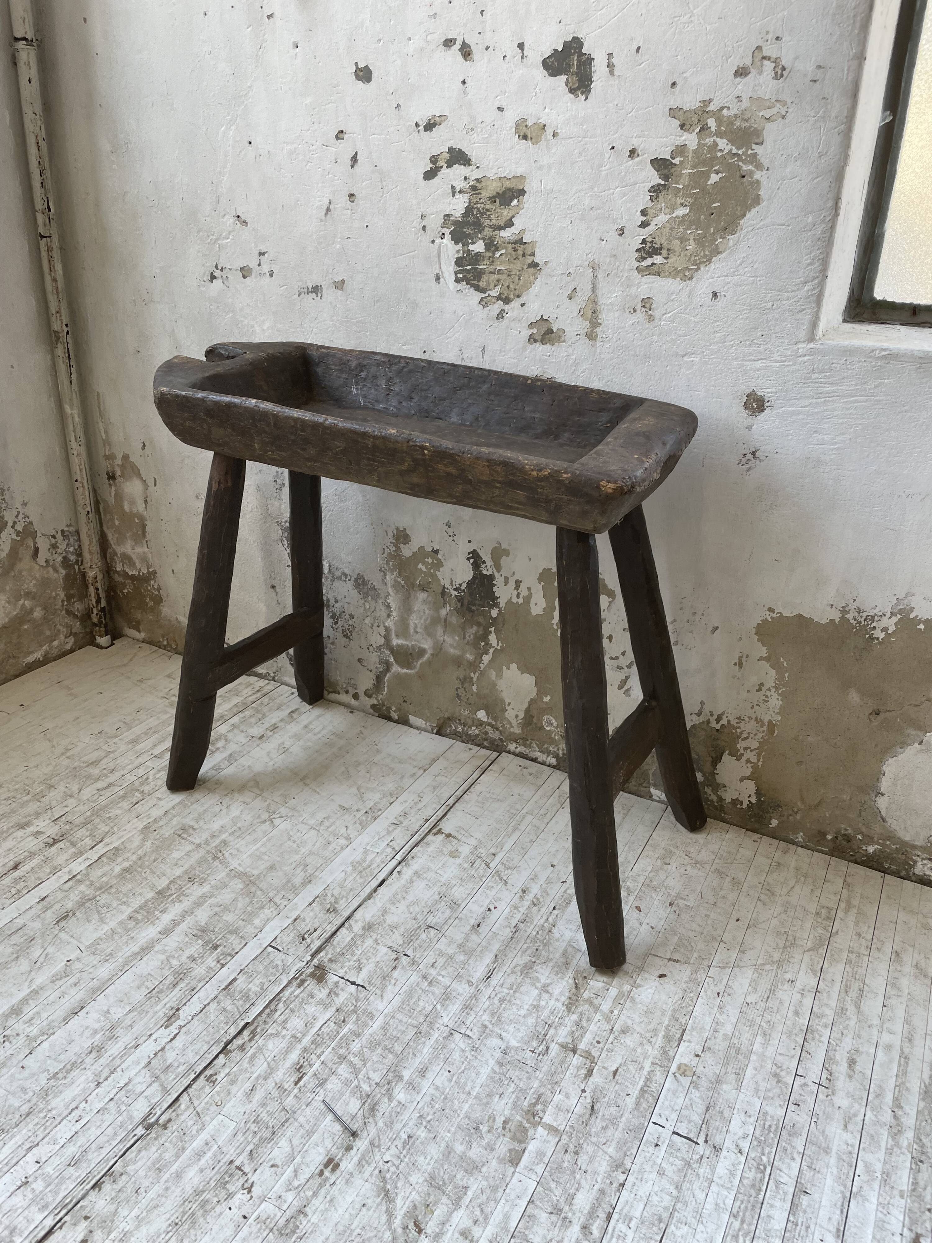 Brutalist solid wood console