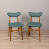 Pair of 60s vintage chairs in green fabric Italian design