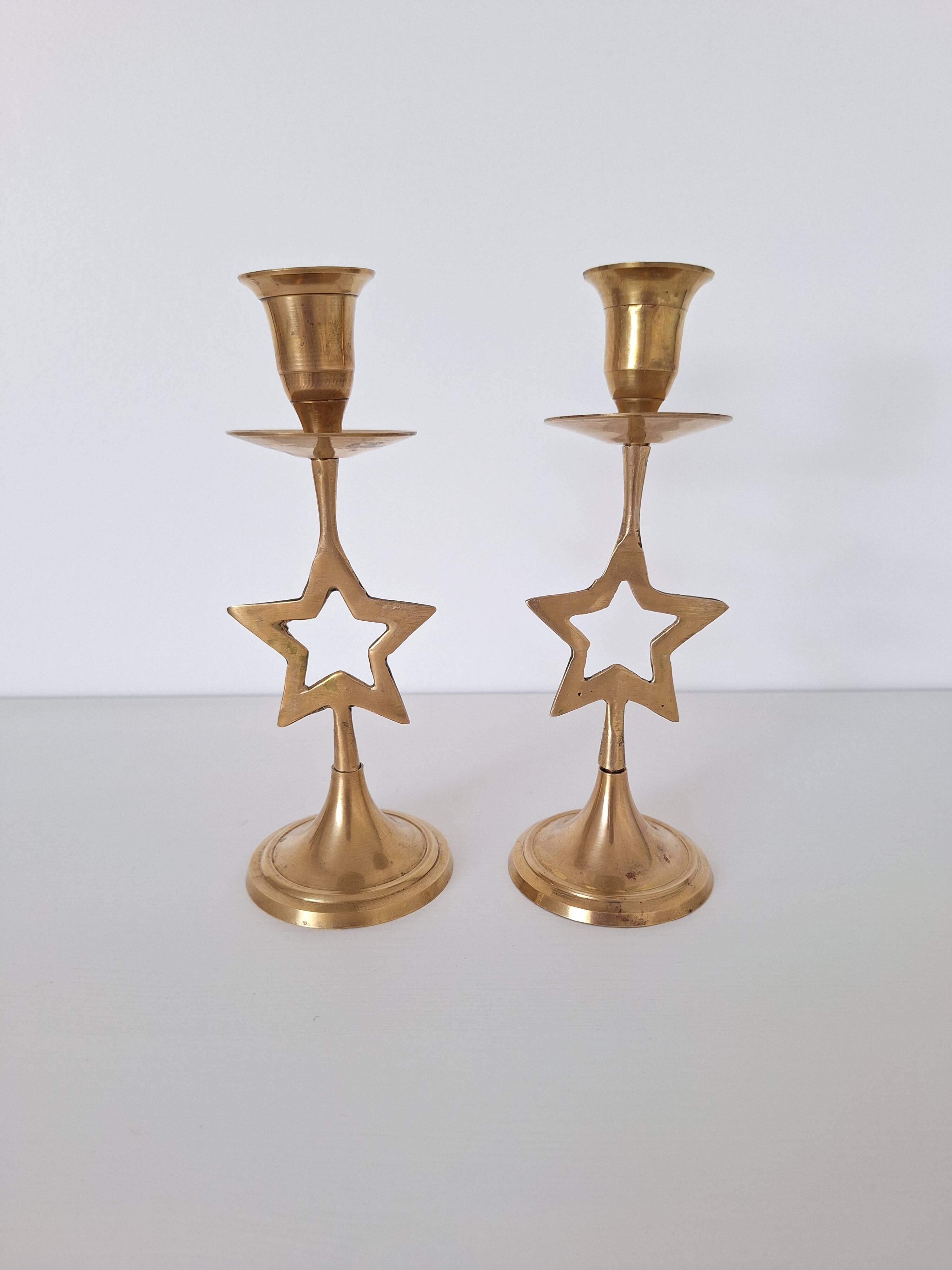 Brass star candlestick