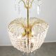 Lustre vintage italien en cristal et métal doré, années 1980
