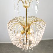 Vintage Italian Crystal and Gilt Metal Chandelier, 1980s