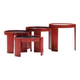 Stunning Nesting tables 780 in rare red by Gianfranco Frattini for Cassina Italy