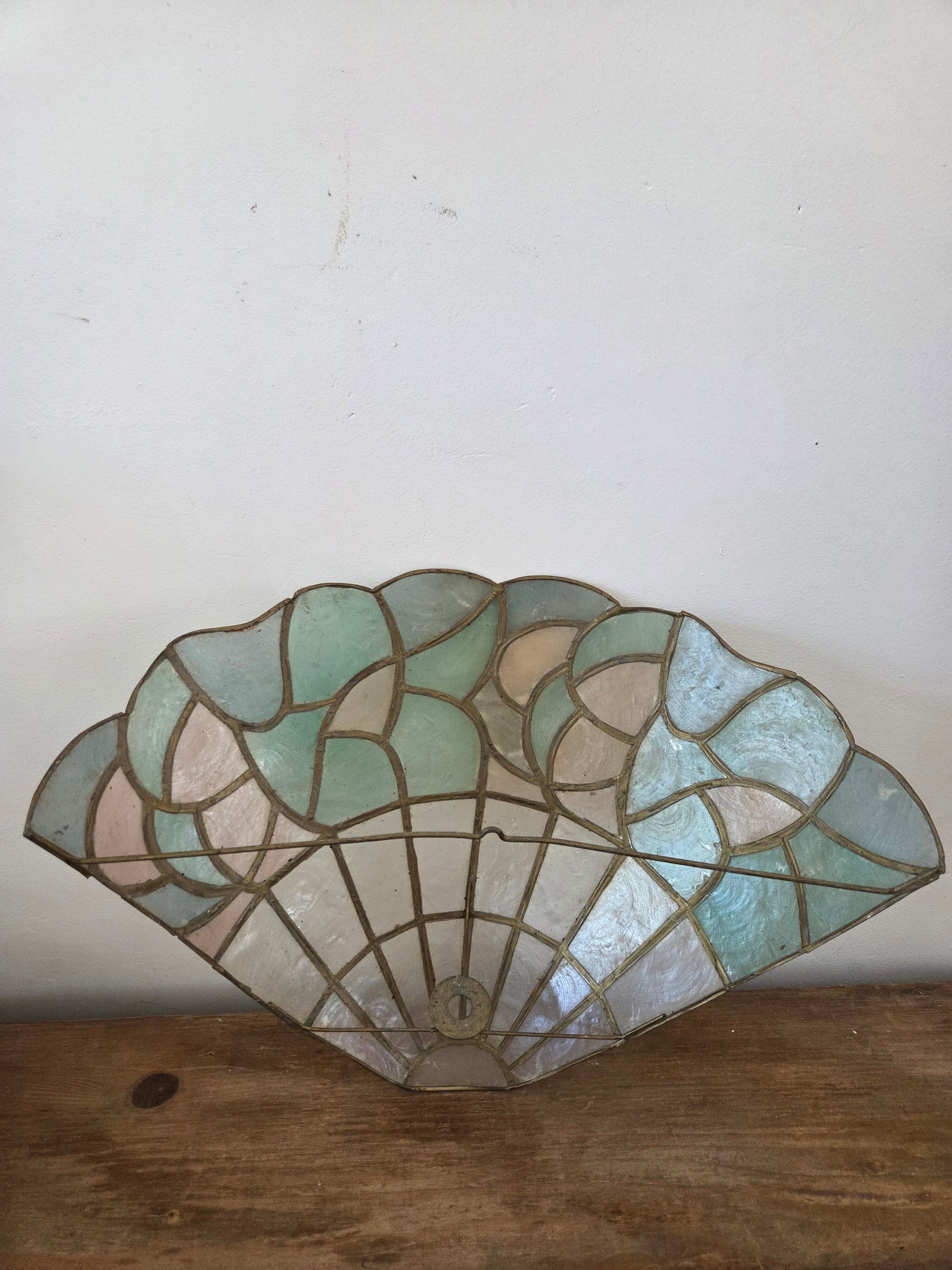 Mother-of-pearl and brass wall light