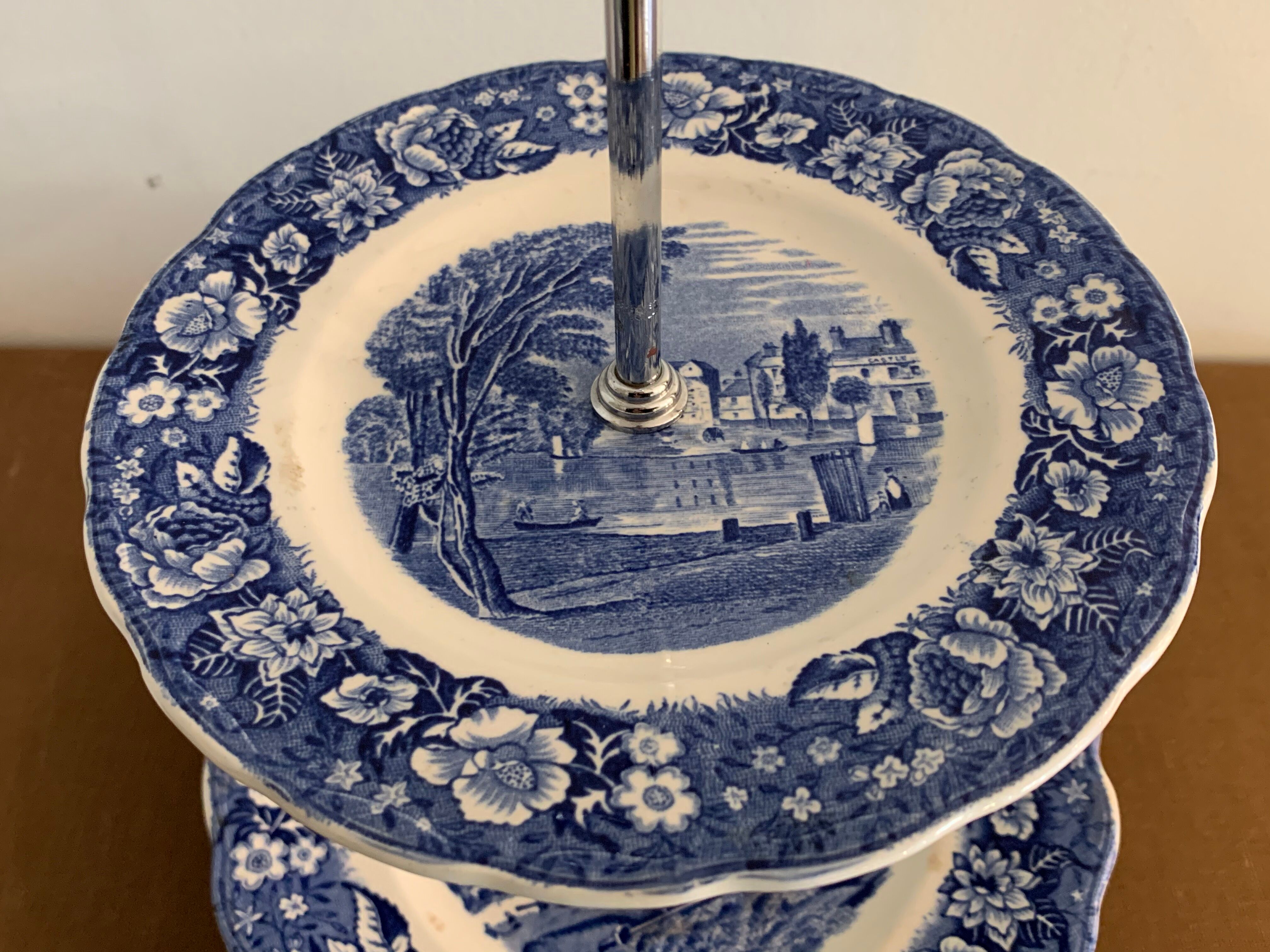 Blue and white porcelain servant or display Palissy Pottery Staffordshire England 1960