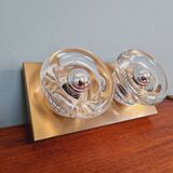 Double wall light in brass and glass, Space Age style, Cosack, 1970