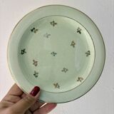 10 assiettes à dessert Salins vintage verts pâles et dorées