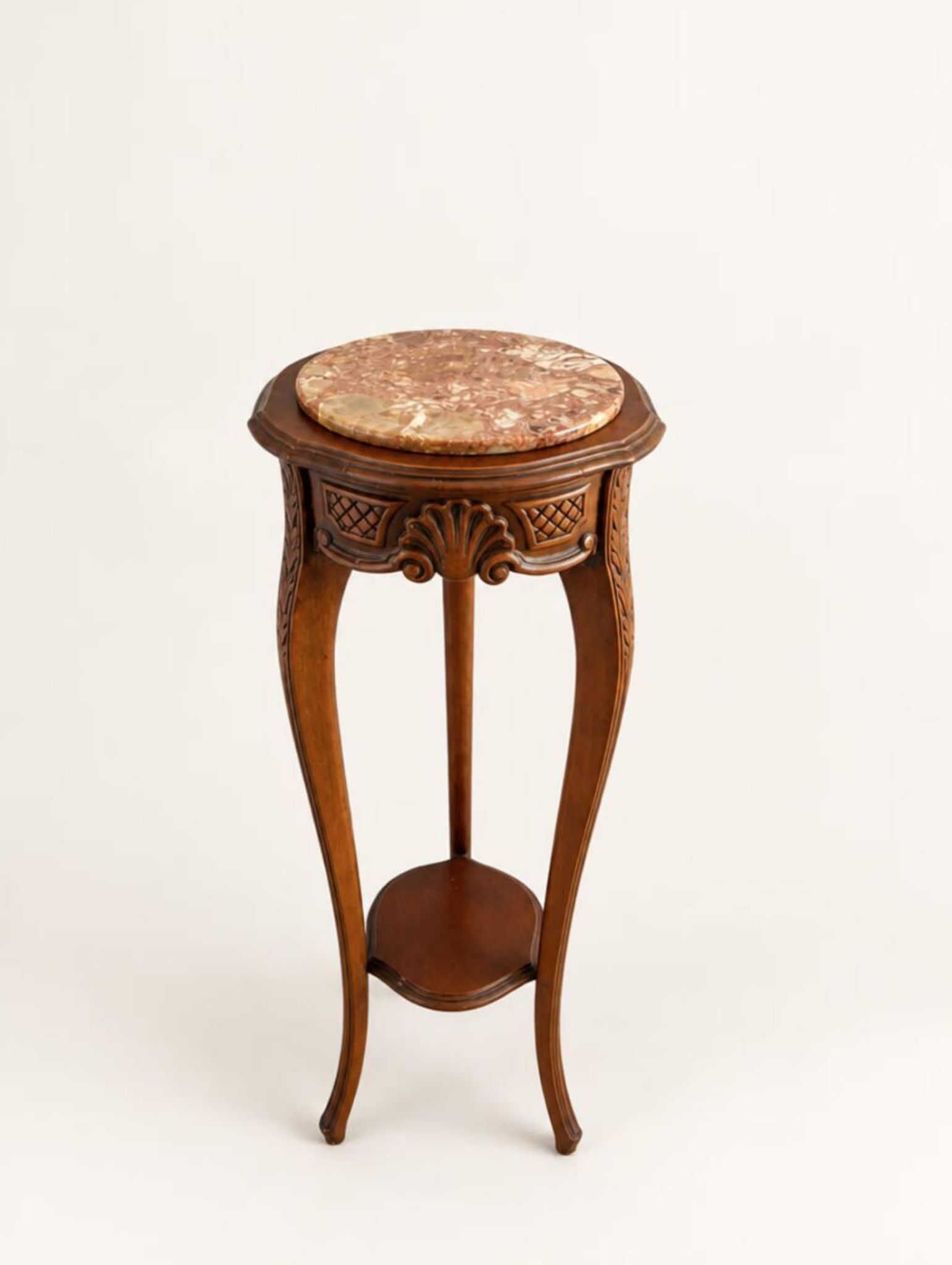 Vintage French marble plant stand, Louis XV pedestal table.