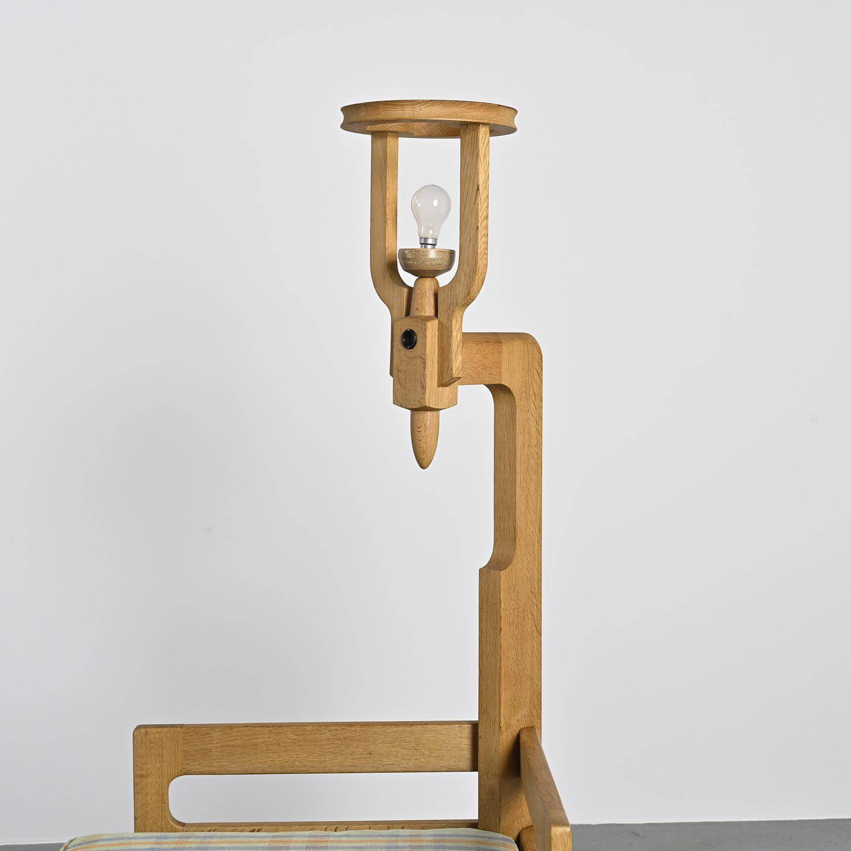 Oak reading armchair by Guillerme and Chambron, circa 1955