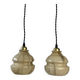 Pair of antique vintage marble pendant lights