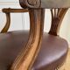 Vintage office chair in wood and brown studded leather late nineteenth