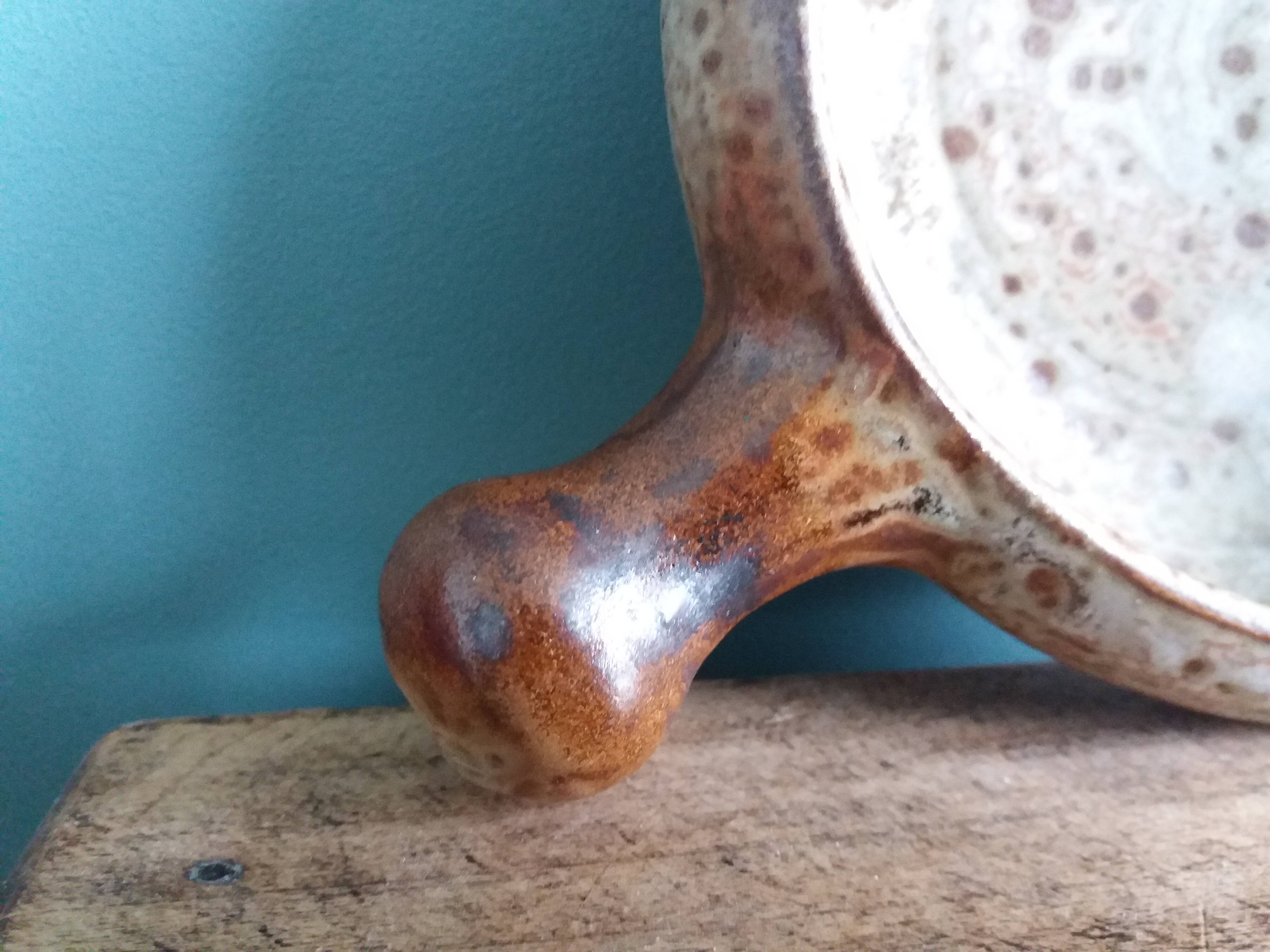 Caquelon signed Jean-Pierre Prud'homme in Puisaye stoneware
