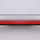 Red Slezak leather sofa made in 1930s Czechia