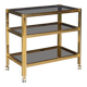 20thC BRASS & SMOKED GLASS DRINKS TROLLEY ATTRIBUTED TO MAISON JANSEN c1970