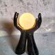 Black and white opaline hand lamp.