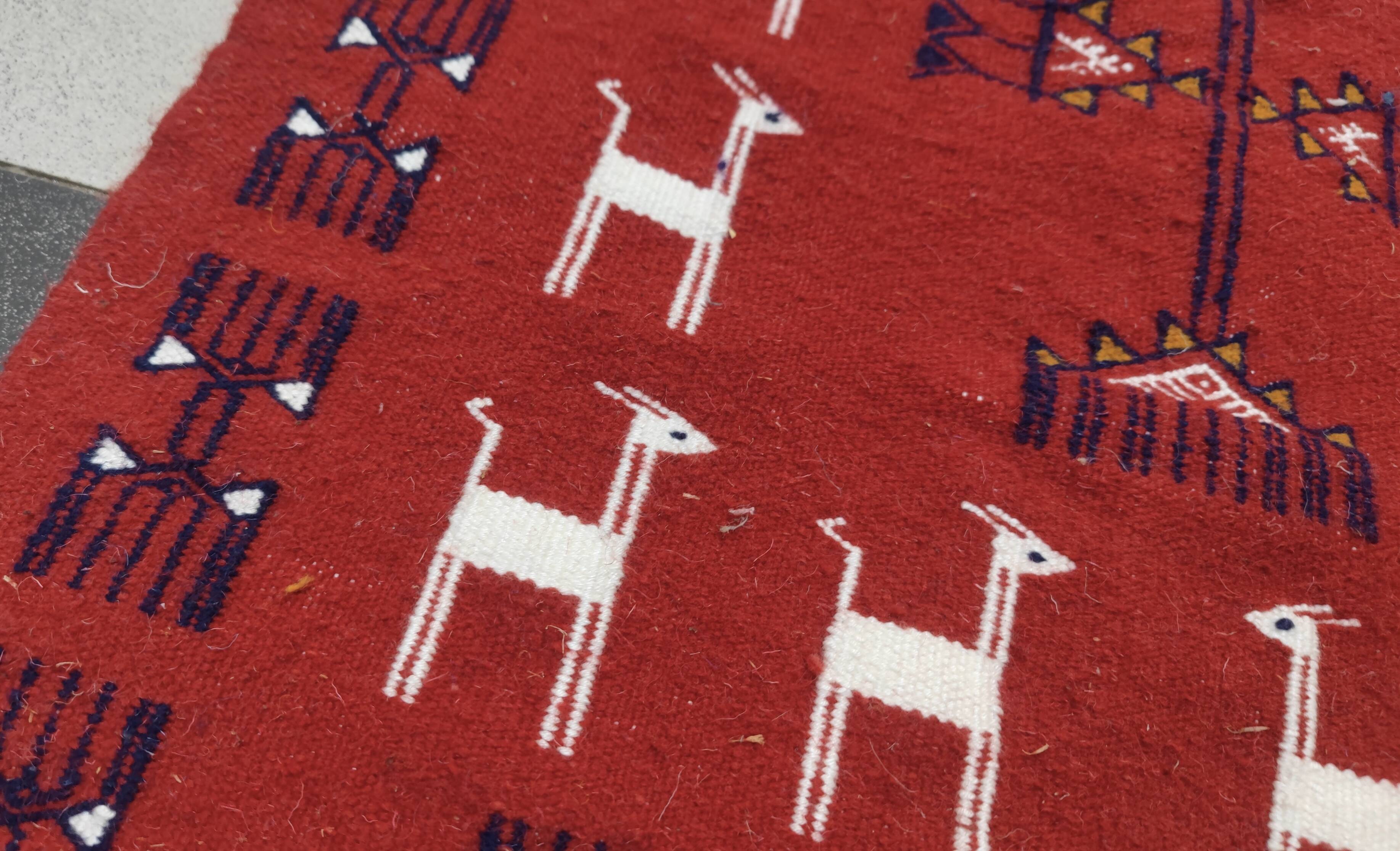 Hand-woven kilim rug with Berber patterns