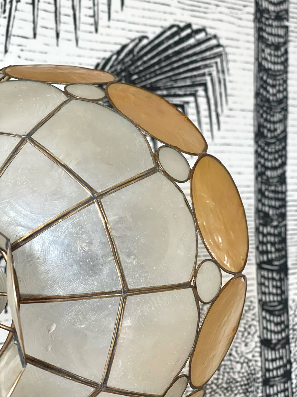 Mother-of-pearl and brass lampshade