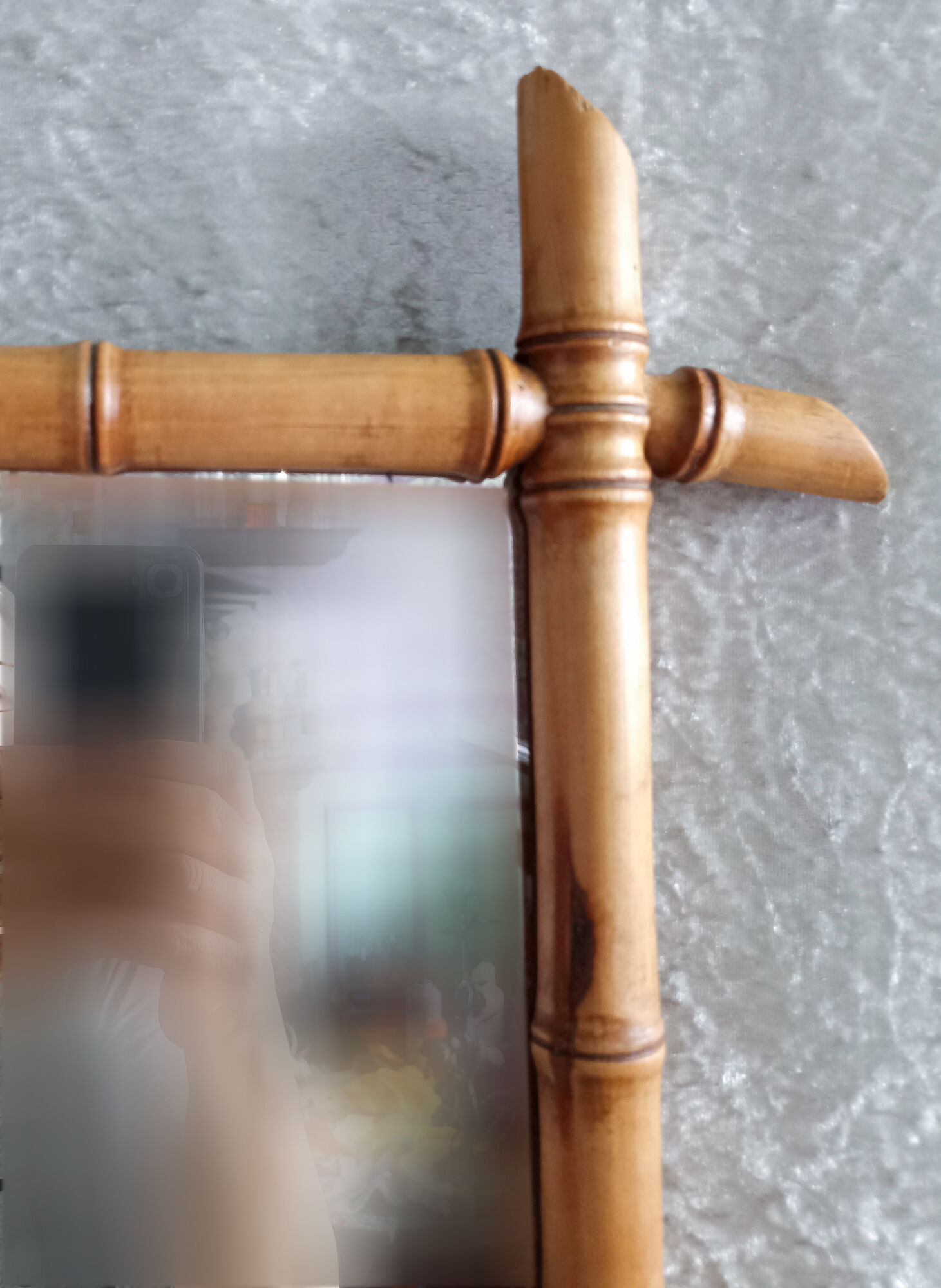 Wooden wall mirror imitation bamboo 43x50cm