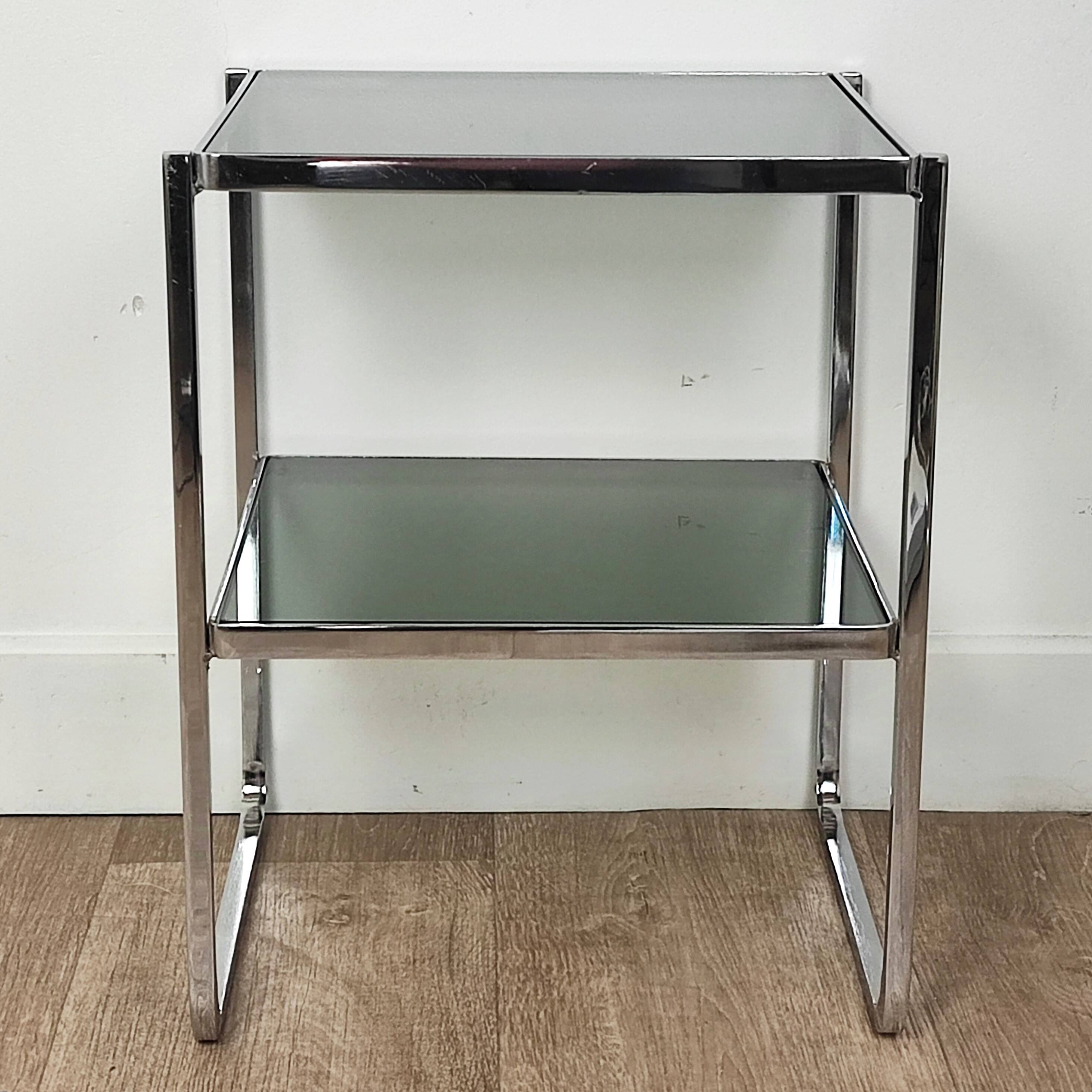 Chrome and glass side table