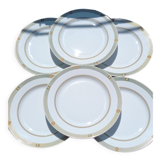 6 assiettes plates Bernardaud modèle Kent verte