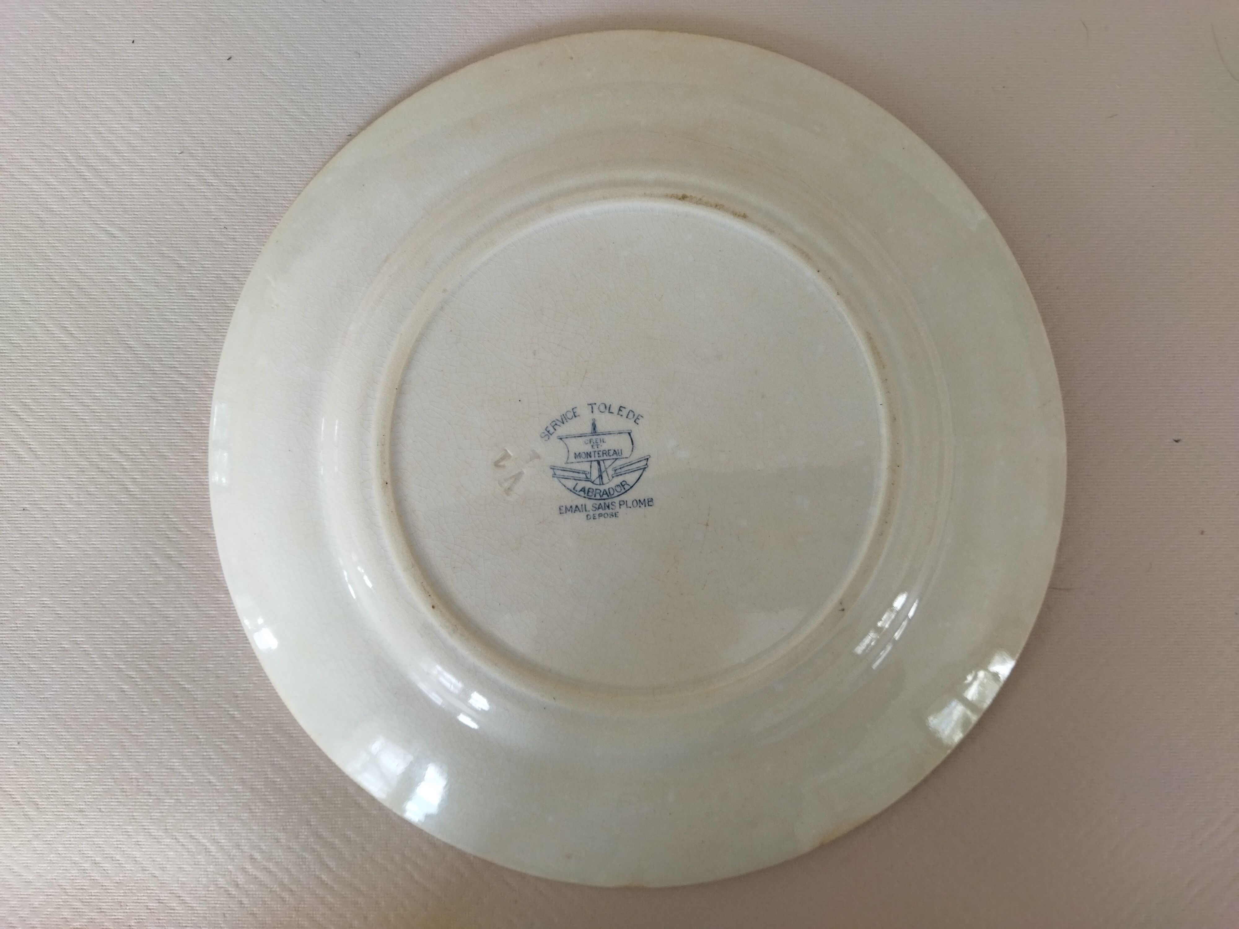 Creil Montereau flat plate, Toledo model
