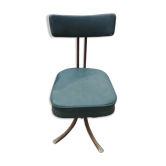 Swivel chair in green skai and chrome steel, Pullman, 1960