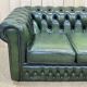 Chesterfield 3-seater sofa in green leather from the 80s