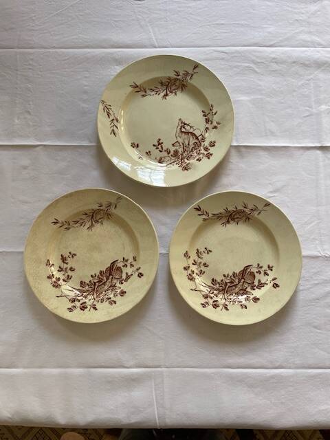 Set of 3 game serving dishes by Jules Viellard.