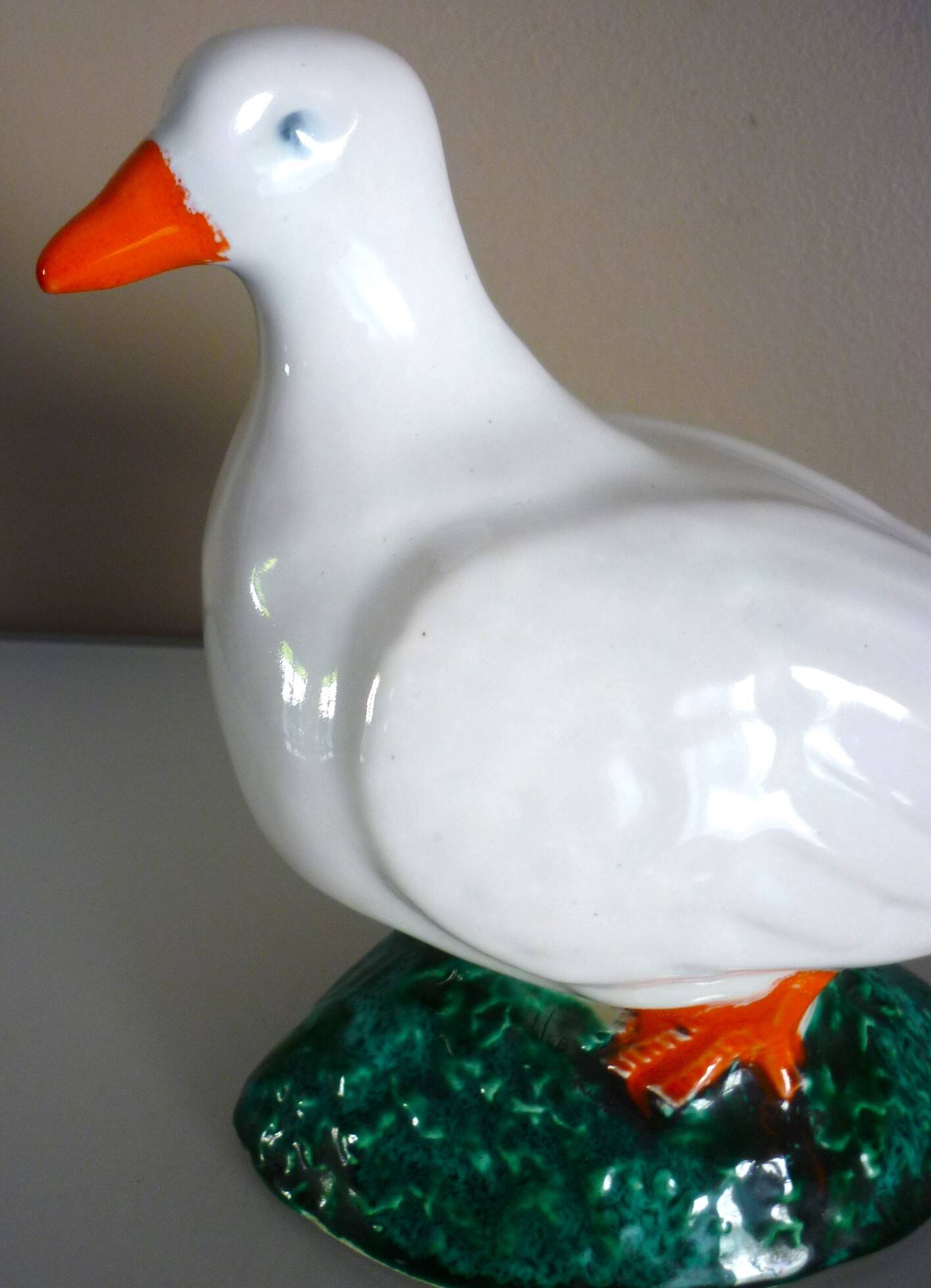 Glazed ceramic bird, signed Vallauris with bright colors