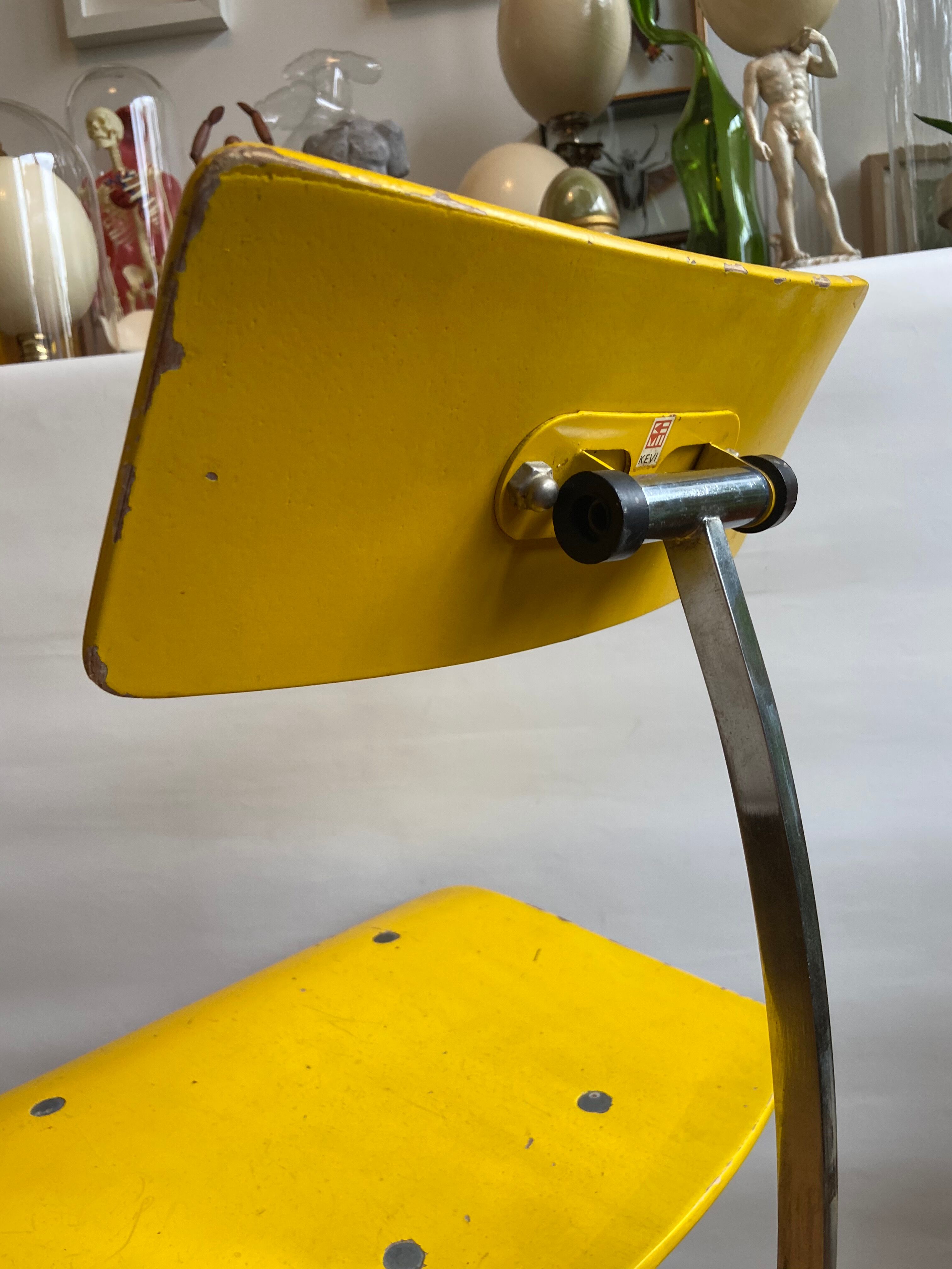 Yellow wooden workshop chair