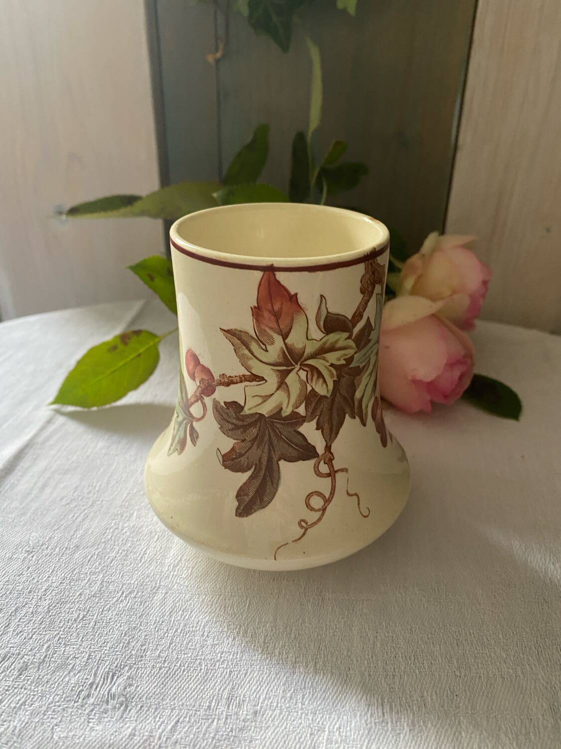 Small polychrome earthenware vase KG Lunéville old