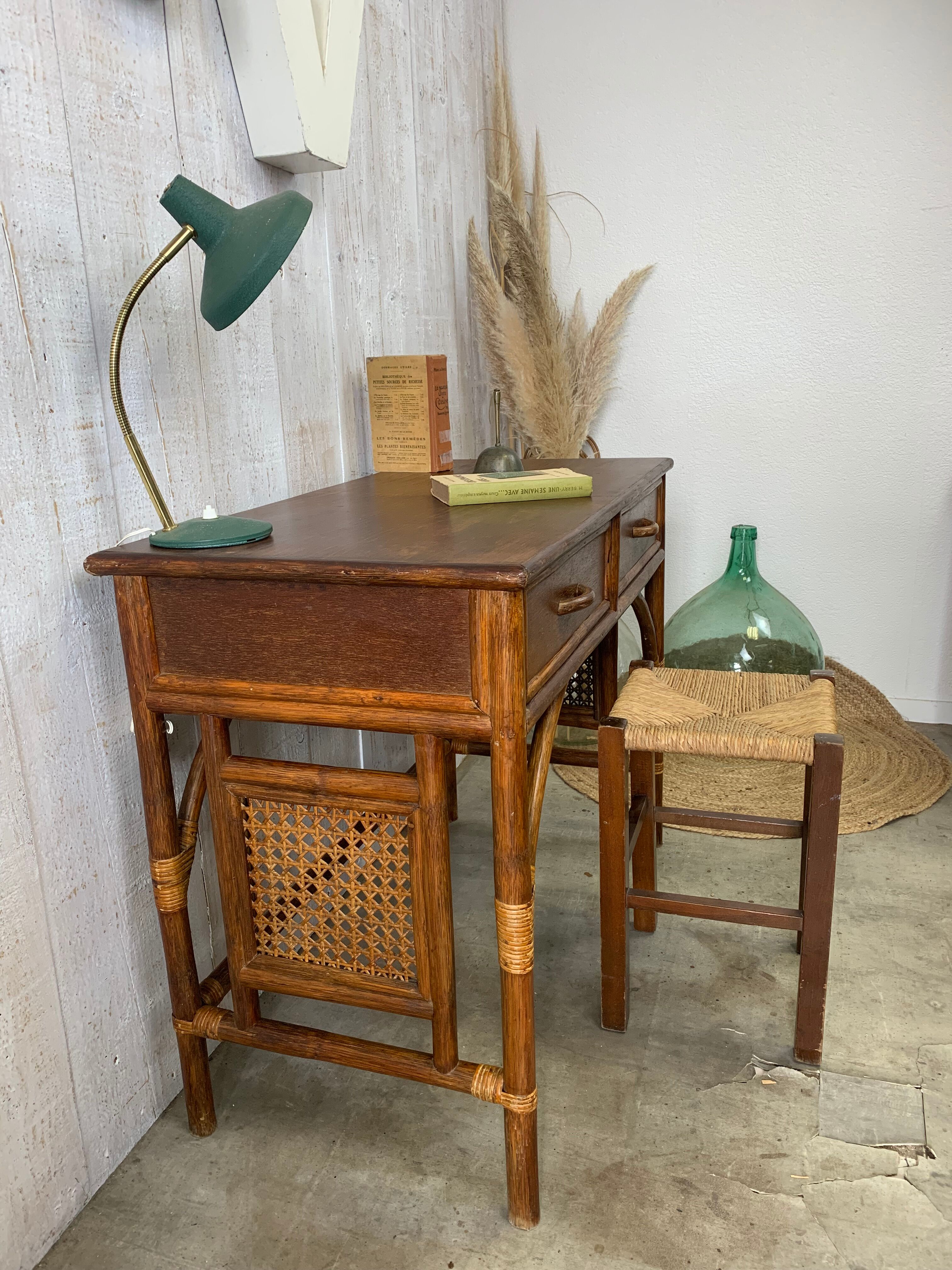 Rattan console/desk