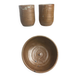 Vallauris Pyrite Stoneware Bowl and Mugs