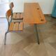 Bureau d’écolier vintage en bois et métal - Bureau double