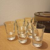 Vintage vodka service in crystal glass and brass, italy 1970s