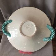 Fruit cup in vintage vallauris ceramic parrot foliage