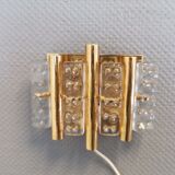 Old Swedish wall lamp, made of hard pressed glass, brass and metal
