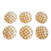 6 hollow plates with yellow and white checkered