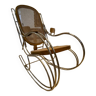 Rocking chair vintage en acier et cannage