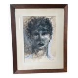Painting under glass portrait from the 60s