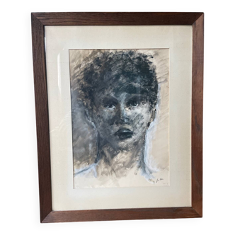 Painting under glass portrait from the 60s
