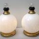 Pair of Mid-Century Modern Brass and Blown Murano Glass Table Lamps, 1970s